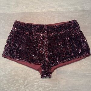 Lovers & Friends Robyn Sequin Burgundy Shorts